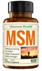 Front view of MSM 2000mg Joint Support bottle