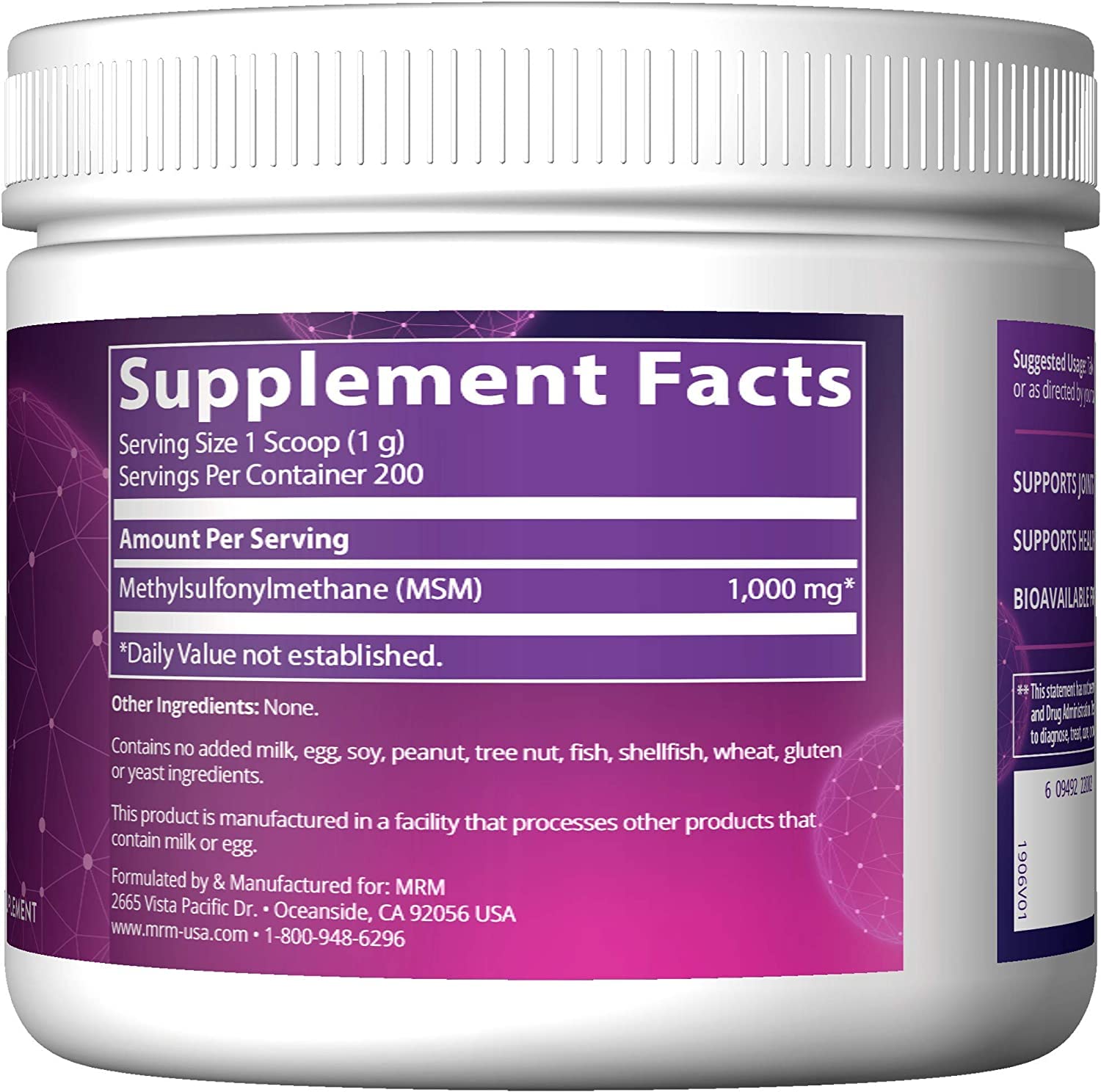 MSM crystals for hair, skin and nails growth