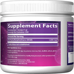 MSM crystals for hair, skin and nails growth