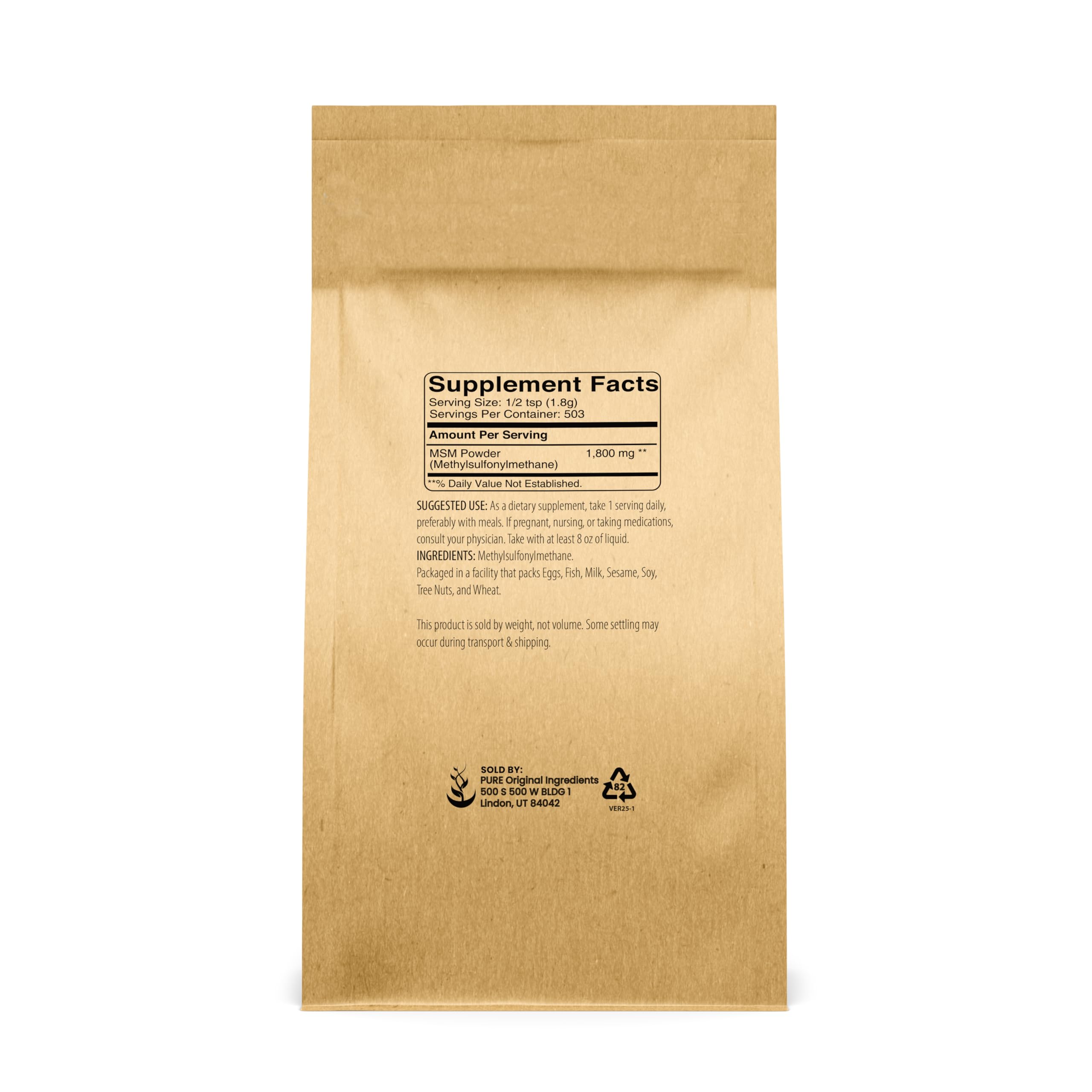 MSM powder 2 lb label and packaging