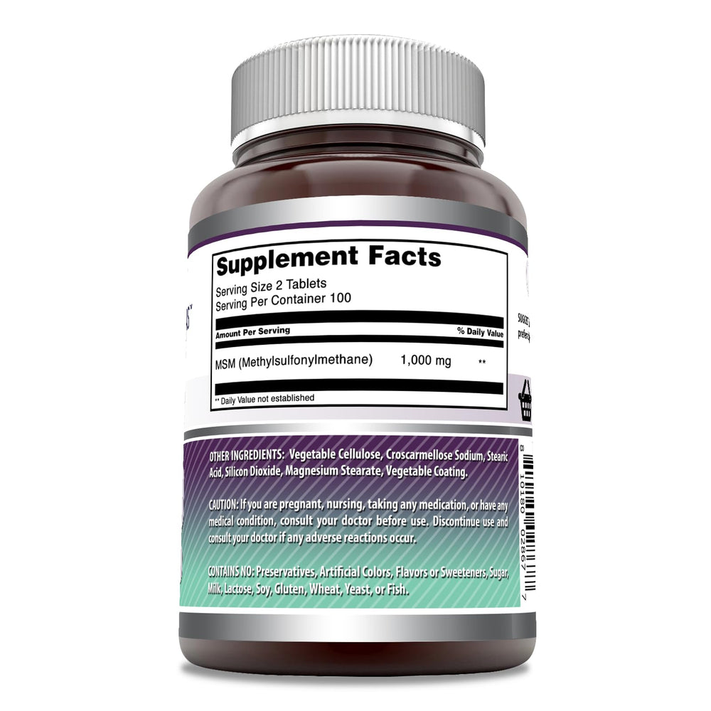 Two tablets per serving MSM supplement dosage