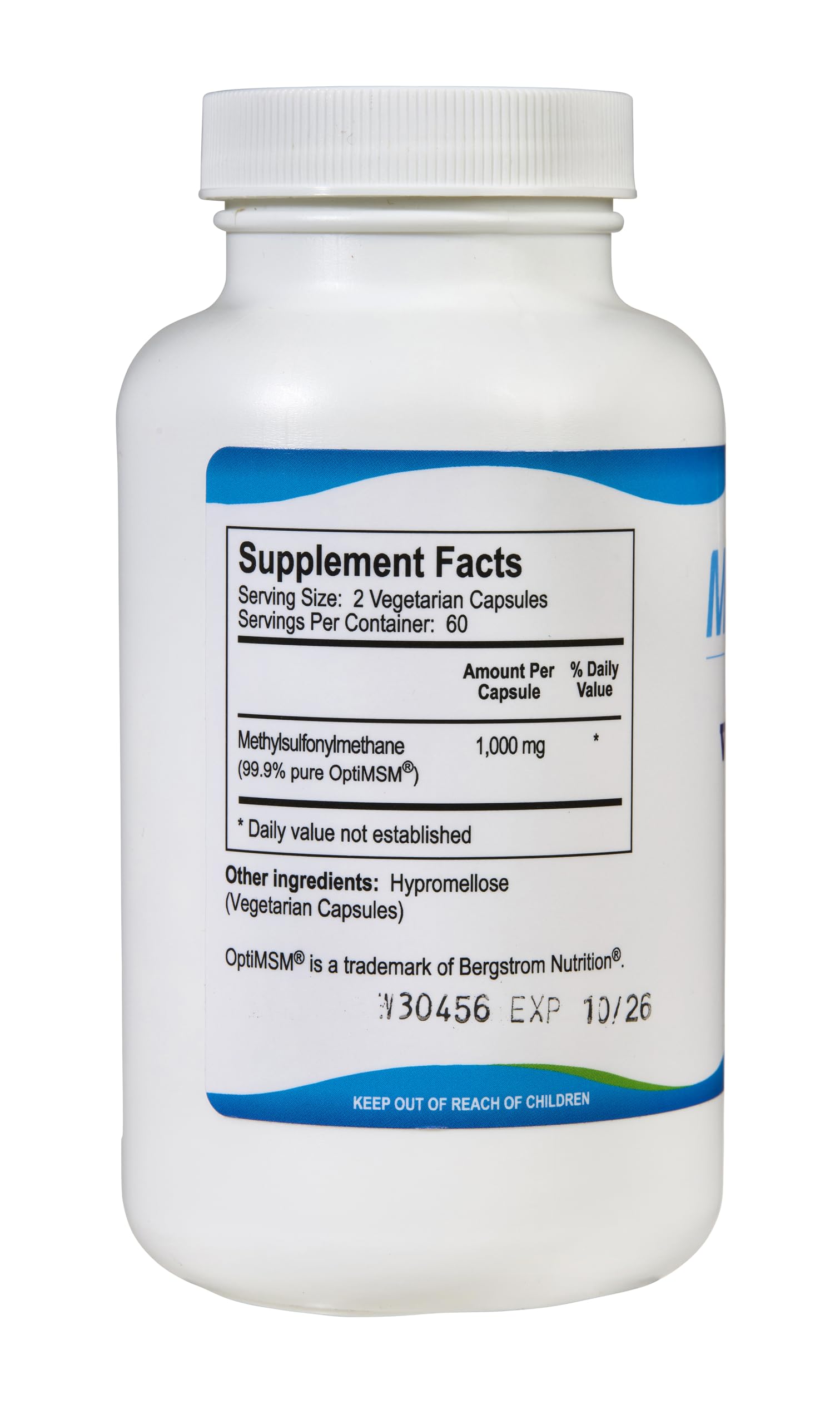 OptiMSM purity process branding on label