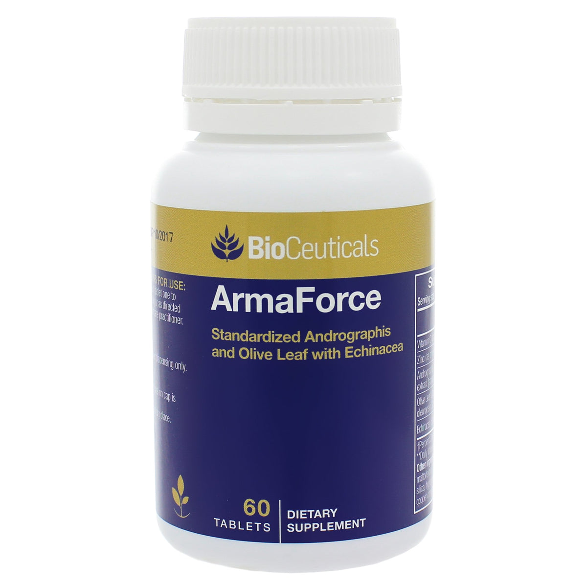 MSNOR ArmaForce Immune Support Olive Leaf bottle front label – 60 vegan capsules