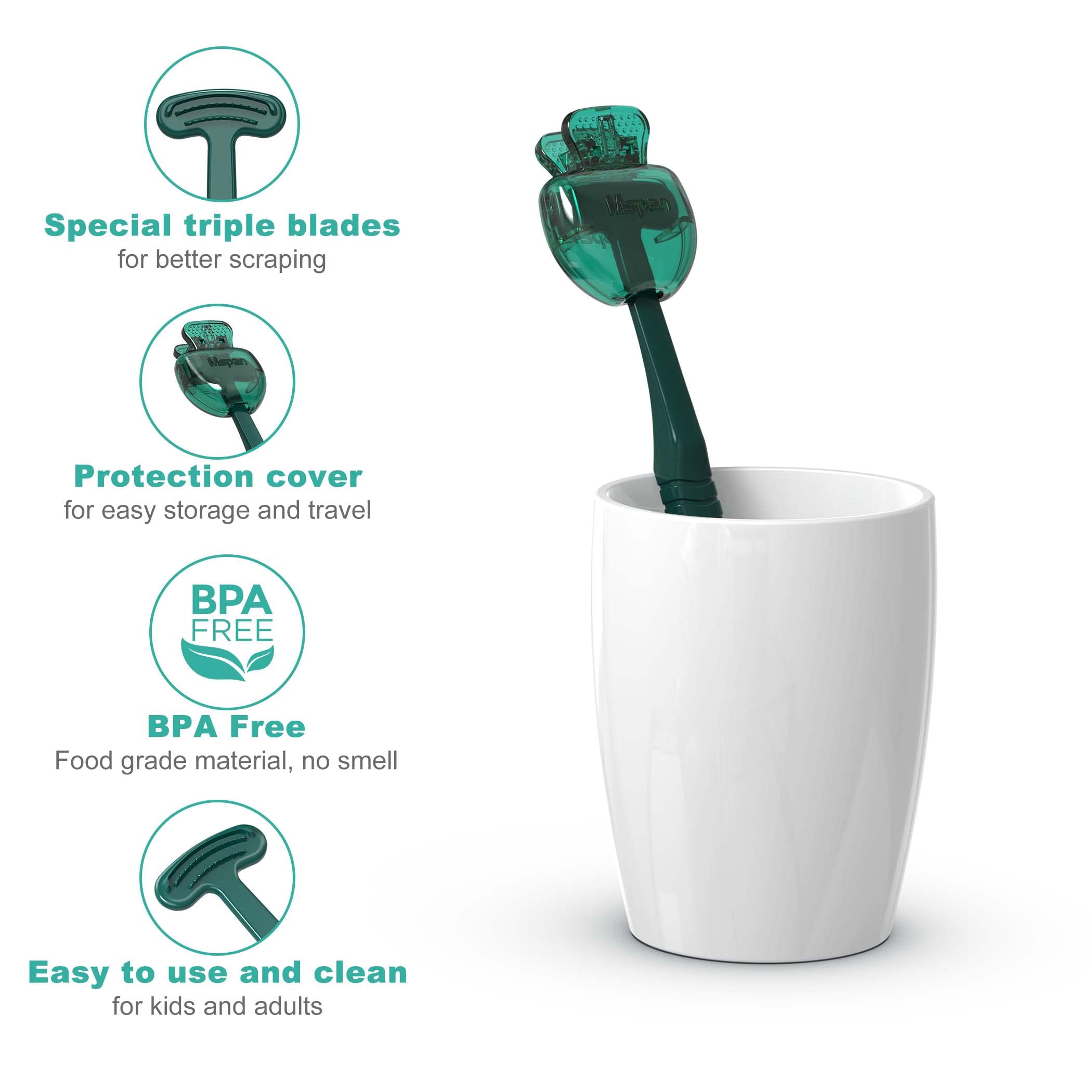 Mspan Tongue Scraper Cleaner Brush - box packaging