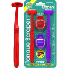Close-up of white Mspan tongue scraper for adults