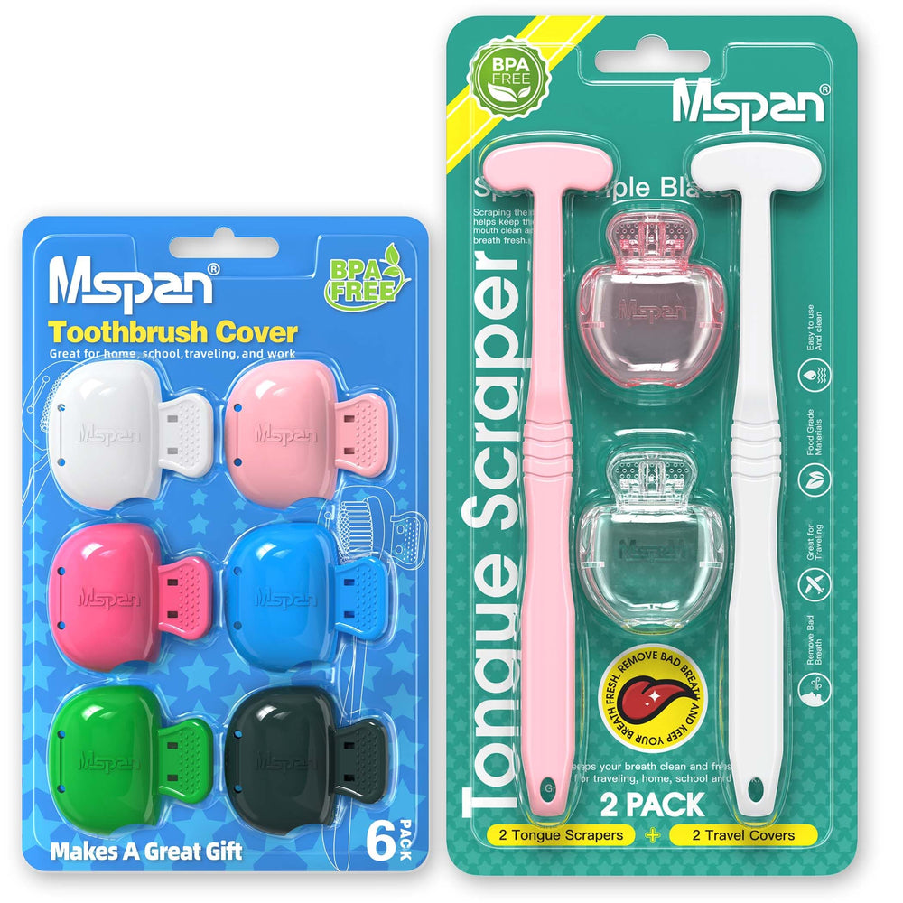 Mspan tongue scraper cleaner brush close-up showing triple blade design