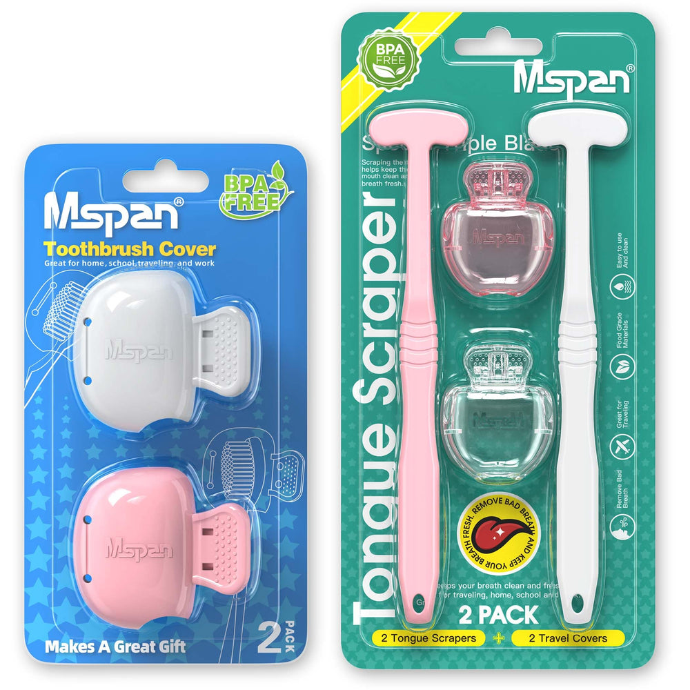 Product photo: Mspan Tongue Scraper Cleaner Brush on white background