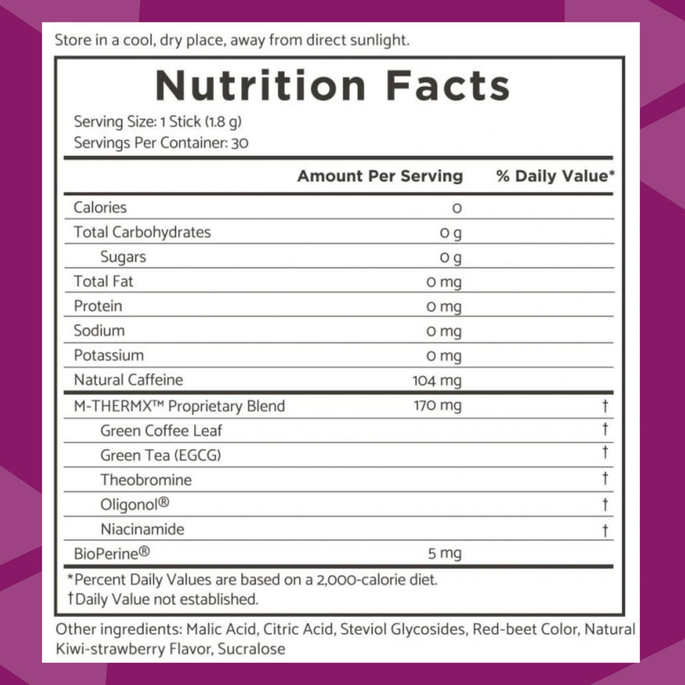 M Stiks Trim Stiks Kiwi-Strawberry pack showing convenient on-the-go energy