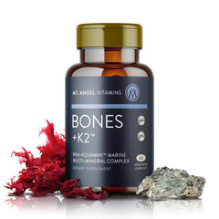 Mt. Angel Vitamins Bones + K2 Calcium Supplement with Aquamin 1600 mg – 60 Vegetarian Capsules