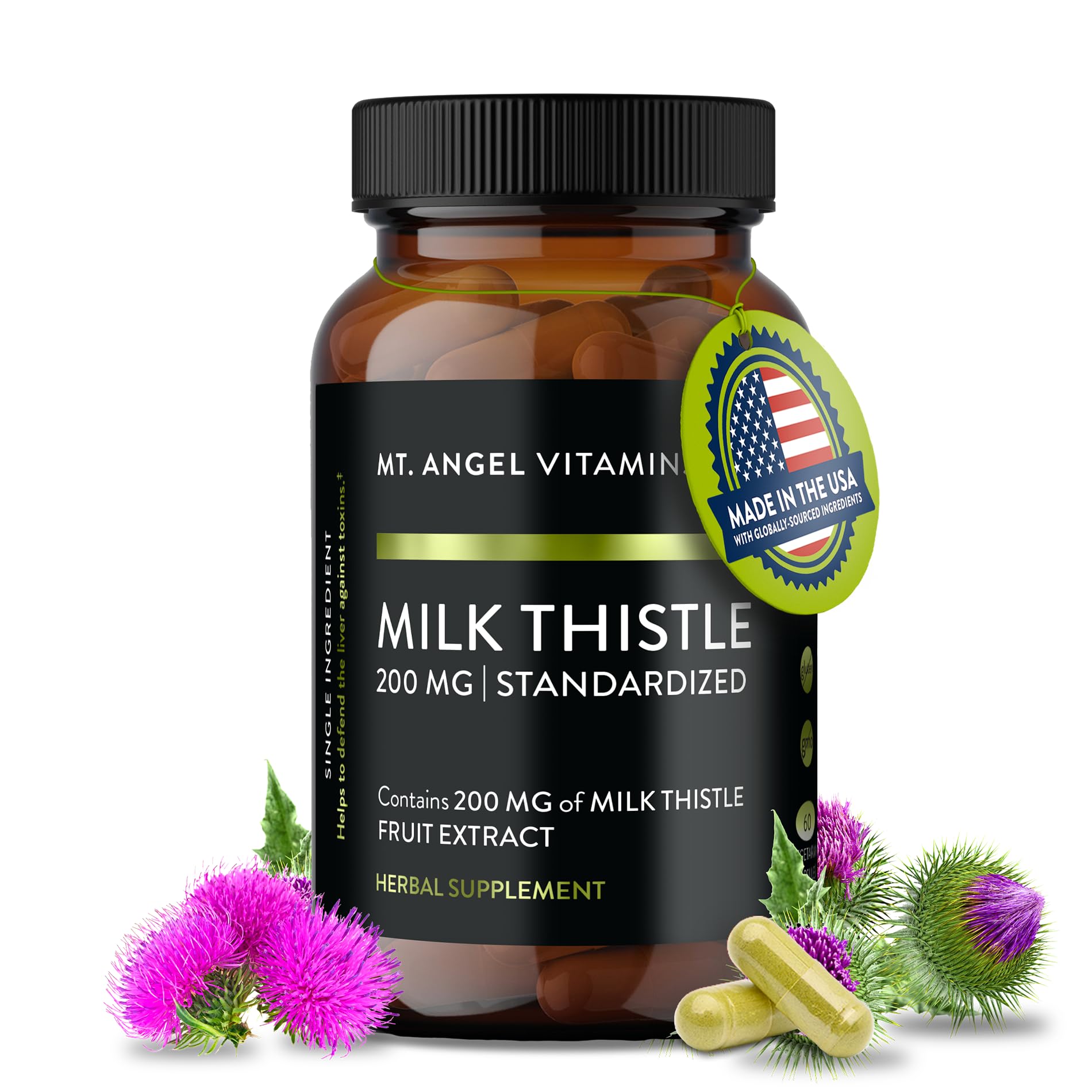 Mt. Angel Vitamins Milk Thistle bottle with 60 capsules