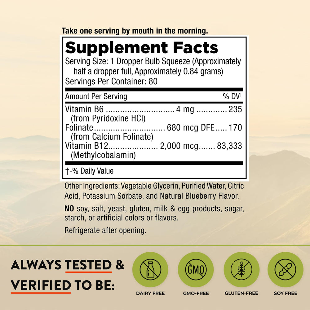 Close-up of bottle label showing vegan, non-GMO, Made in USA