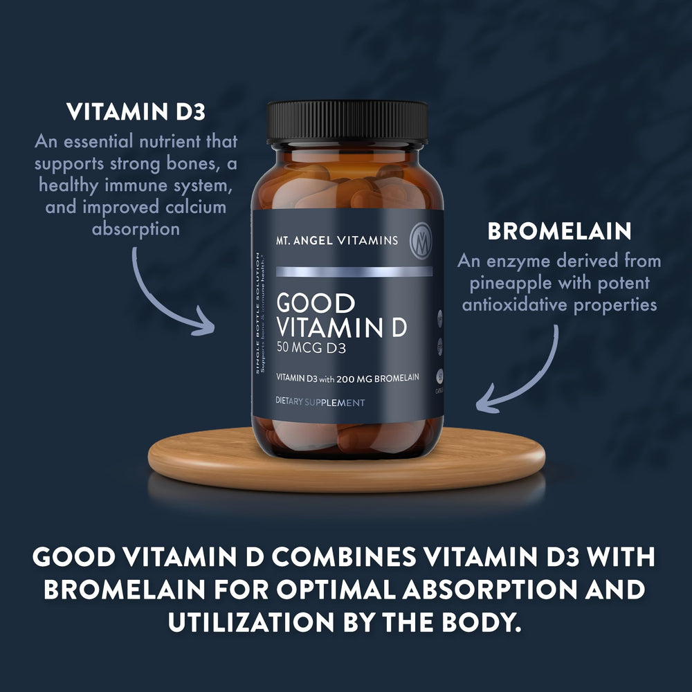 Immune support concept graphic for Mt. Angel Vitamins D3 with bromelain