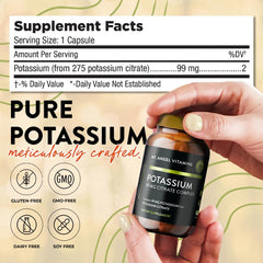 Close-up of potassium citrate capsules in bottle