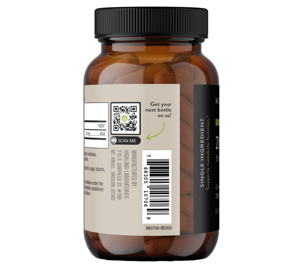 Zinc citrate 50mg tablets arranged to show absorption