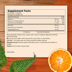 Close-up of Mt. Angel Zinc Quercetin with Bromelain bottle label