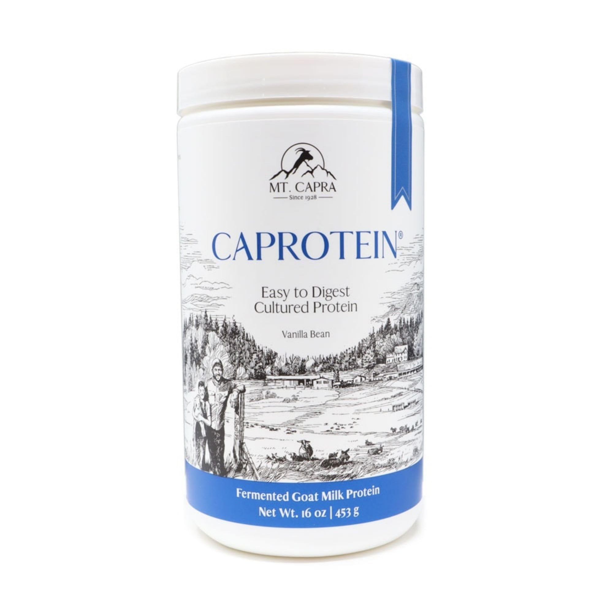 Mt Capra Caprotein vanilla bean powder scoop for a creamy protein boost