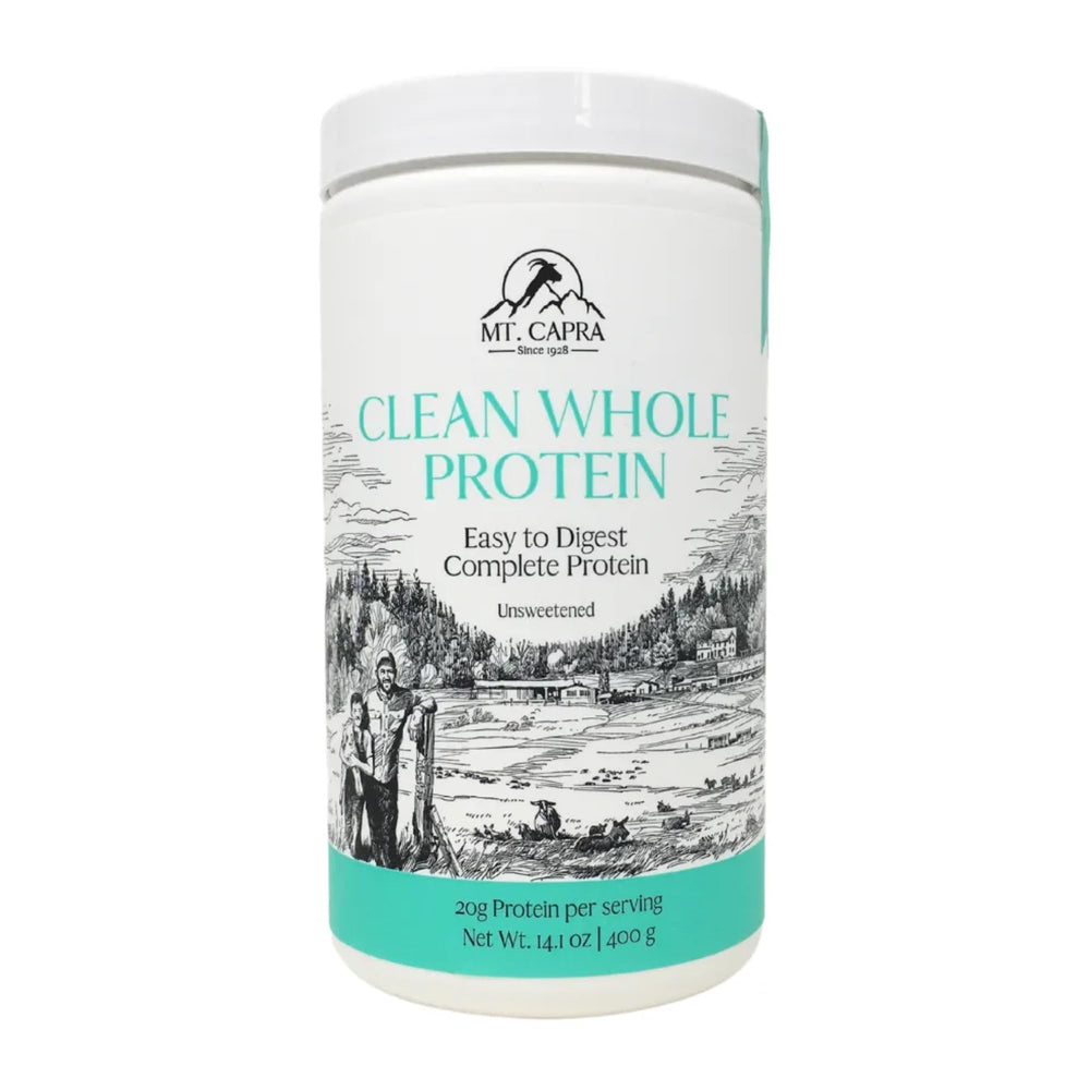 Mt Capra Clean Whole Protein bottle ready for a quick post-workout shake
