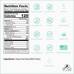 Mt Capra Clean Whole Protein scoop beside smoothie ingredients for breakfast