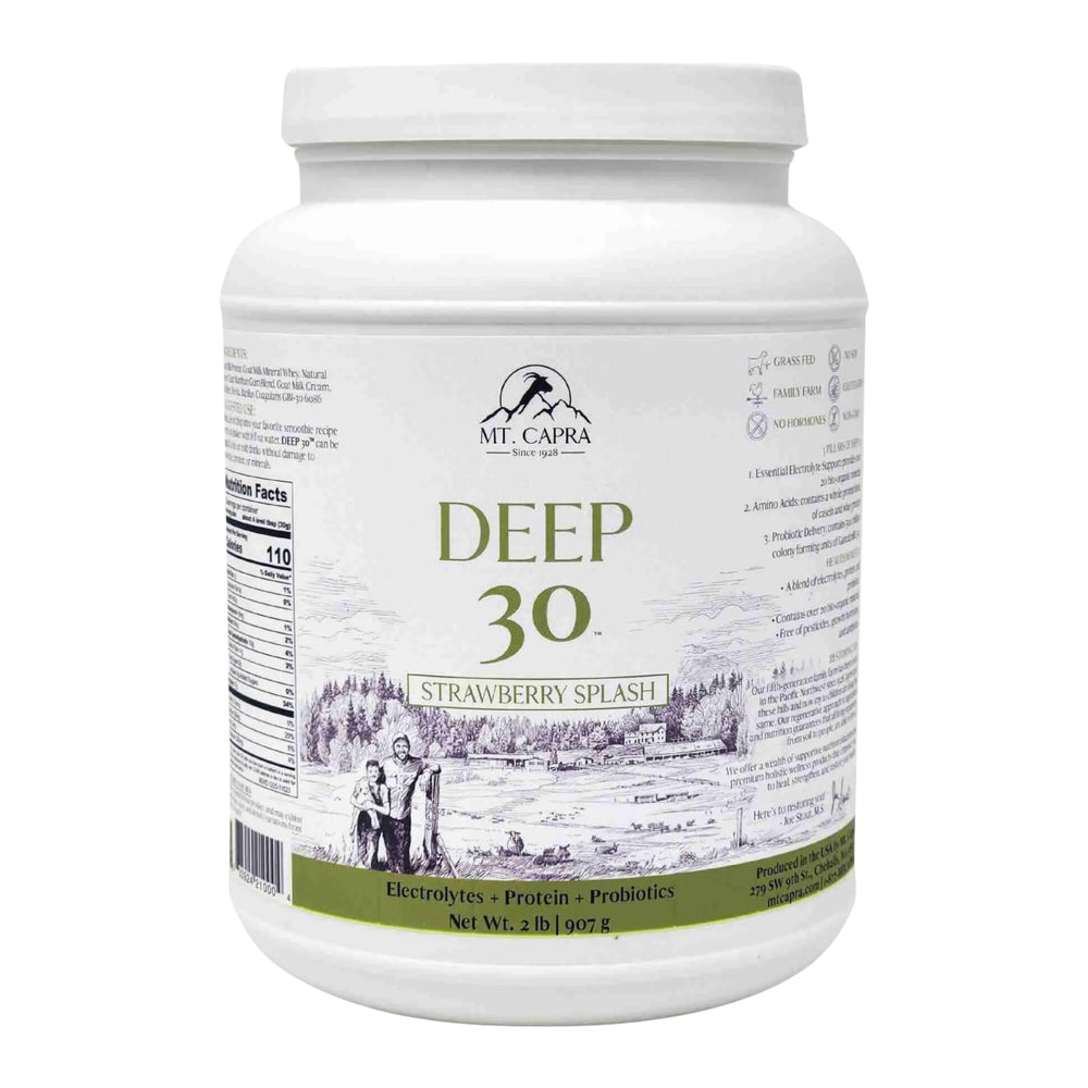 Mt Capra Deep 30 bottle with strawberry splash for daily nourishment