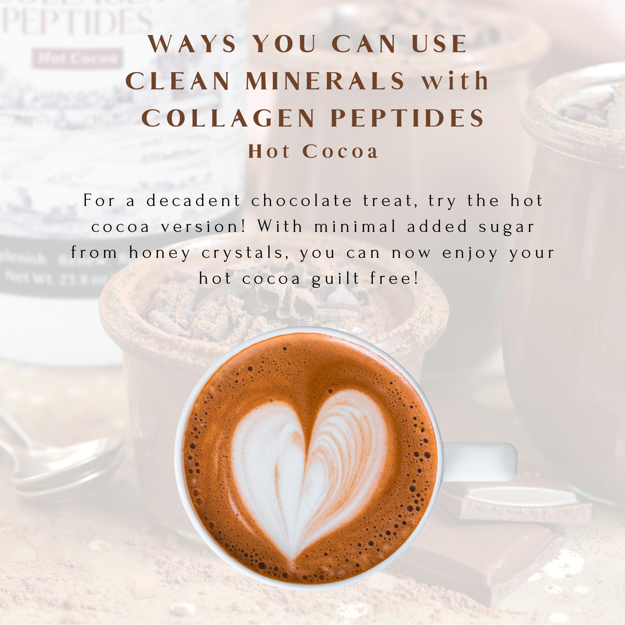 Serving ideas for cocoa, coffee, and smoothies with Mt. Capra minerals