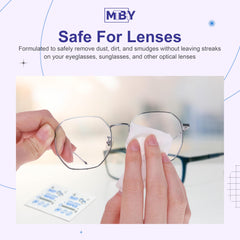 Person cleaning glasses or camera lens with MTBHY wipes