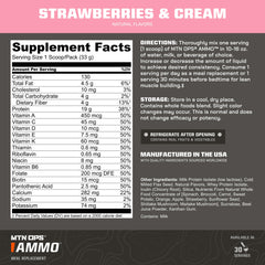 MTN OPS Ammo shake in glass shows creamy Strawberries & Cream flavor
