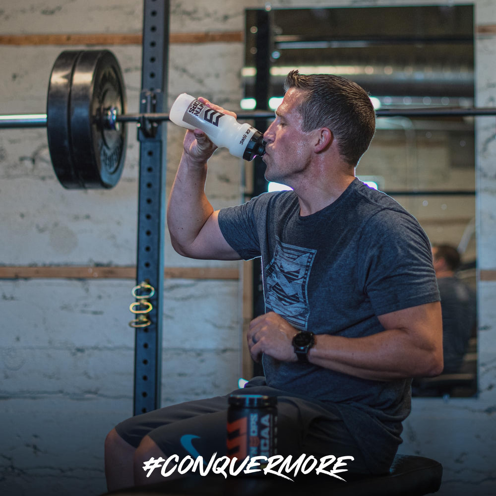 MTN OPS BCAA powder grape hydration setup during workout