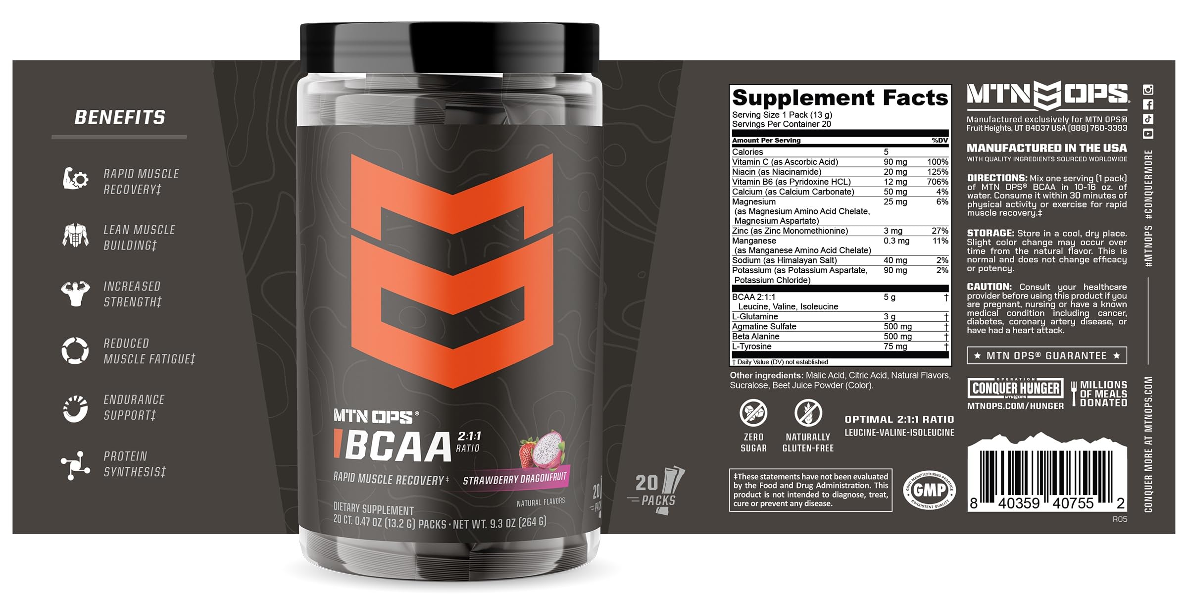 MTN OPS BCAA powder kept beside a water bottle for during-training convenience.