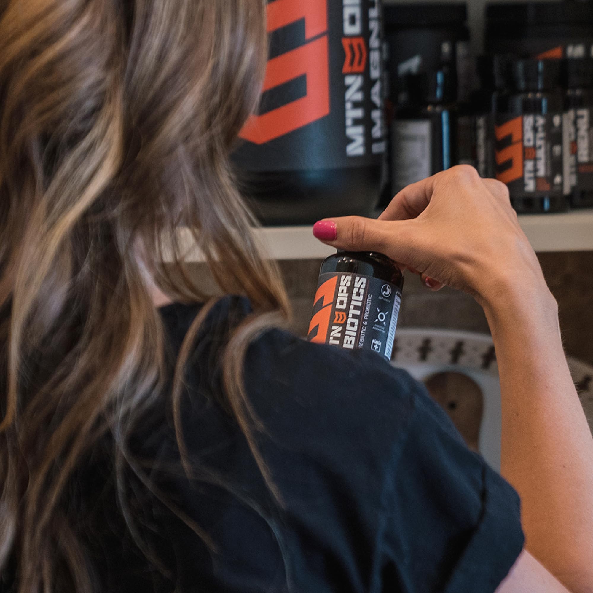 MTN OPS Biotics label showing probiotic and prebiotic blend