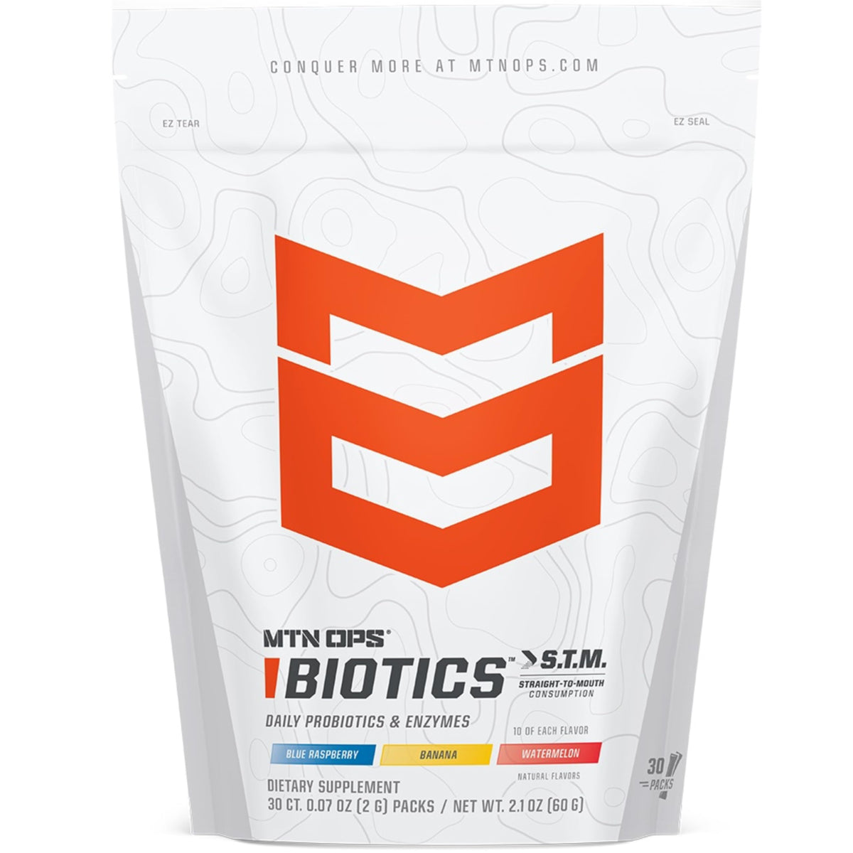 MTN OPS Biotics STM probiotic bottle