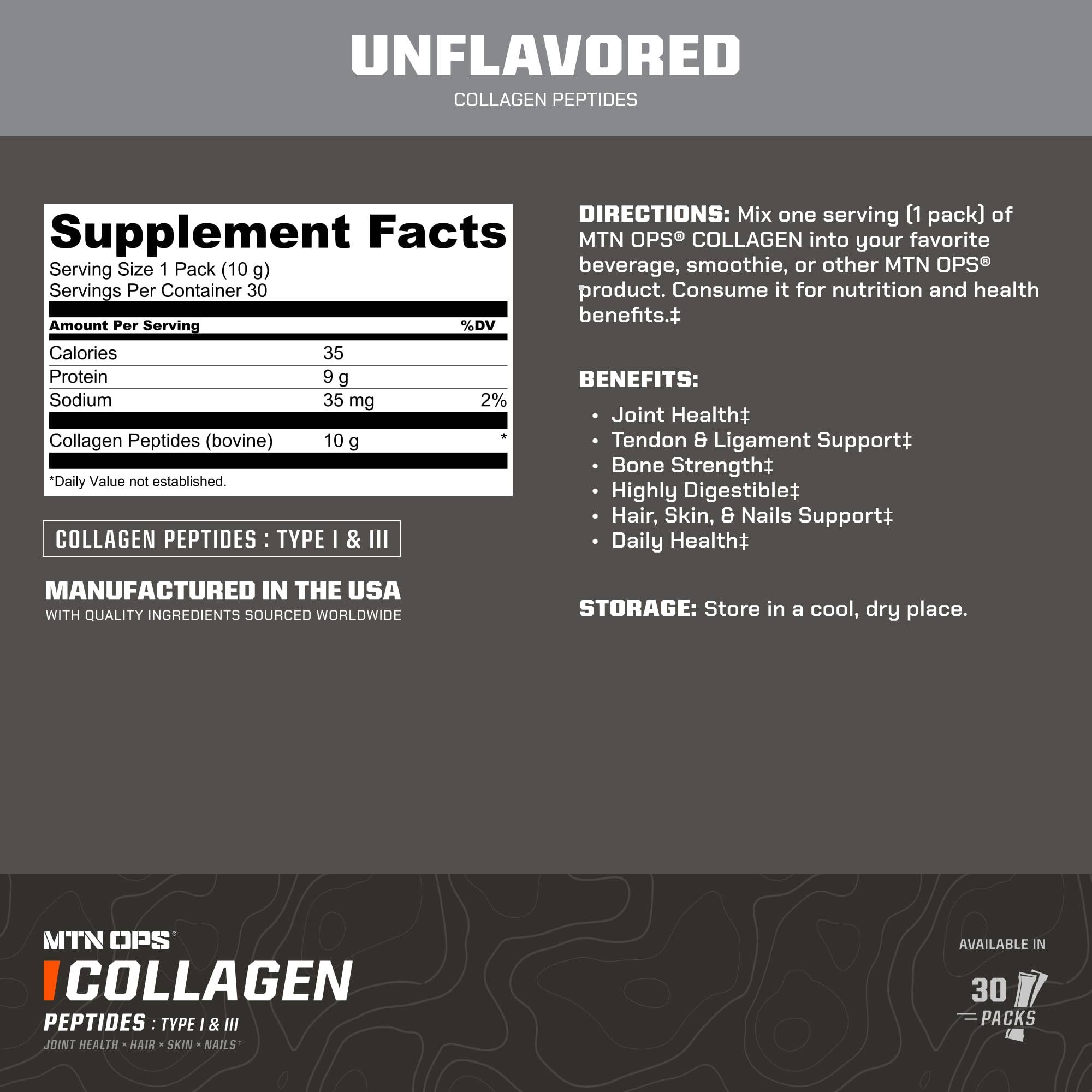 Unflavored collagen protein powder on-the-go pack