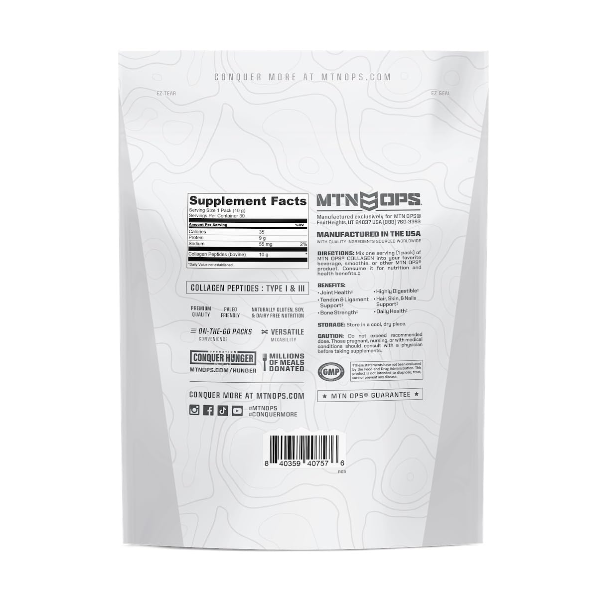 MTN OPS collagen on-the-go packaging for on-the-go nutrition