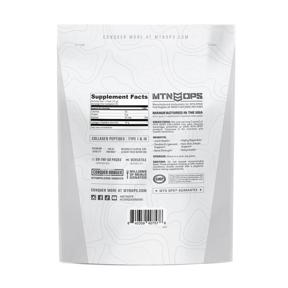 MTN OPS collagen on-the-go packaging for on-the-go nutrition