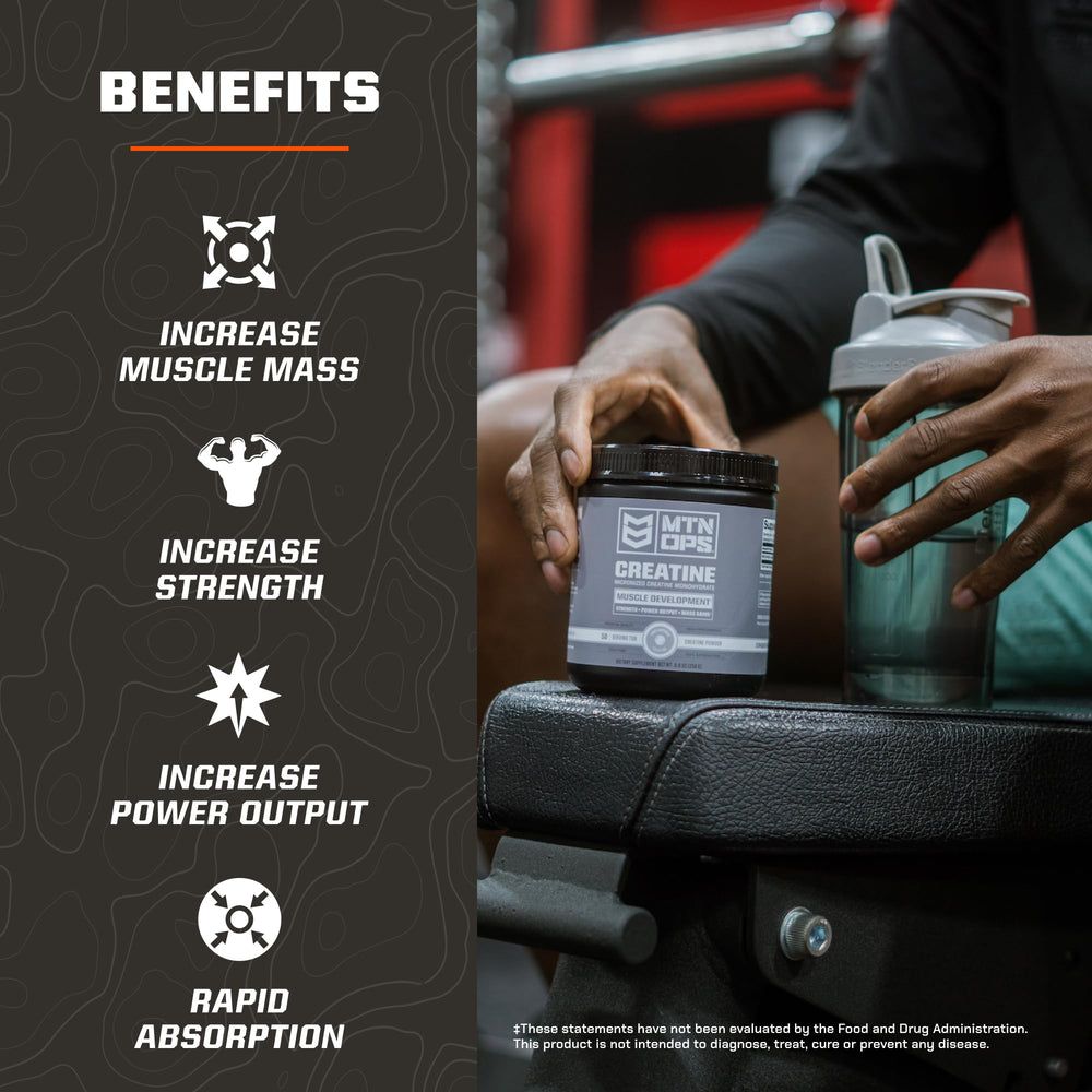 Unflavored creatine monohydrate powder in a jar