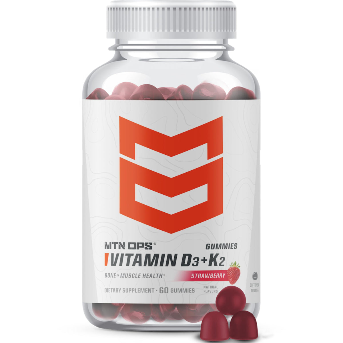 MTN OPS Vitamin D3 K2 Gummies bottle and label overview