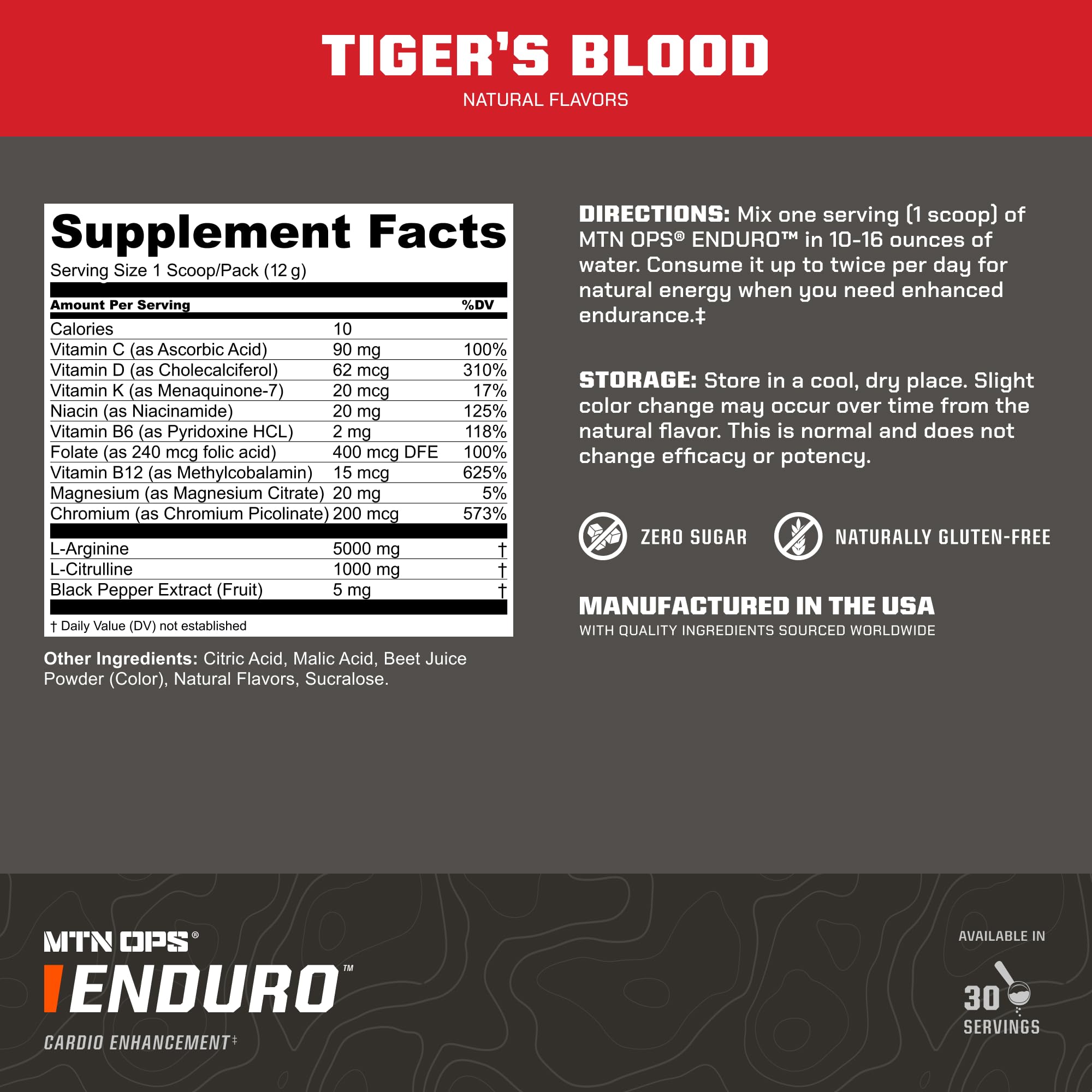 MTN OPS Enduro beet root powder closeup highlights natural color and flavor notes