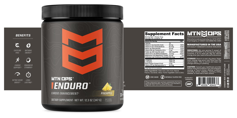 MTN OPS Enduro gluten-free icon indicates suitability for gluten-free diets.