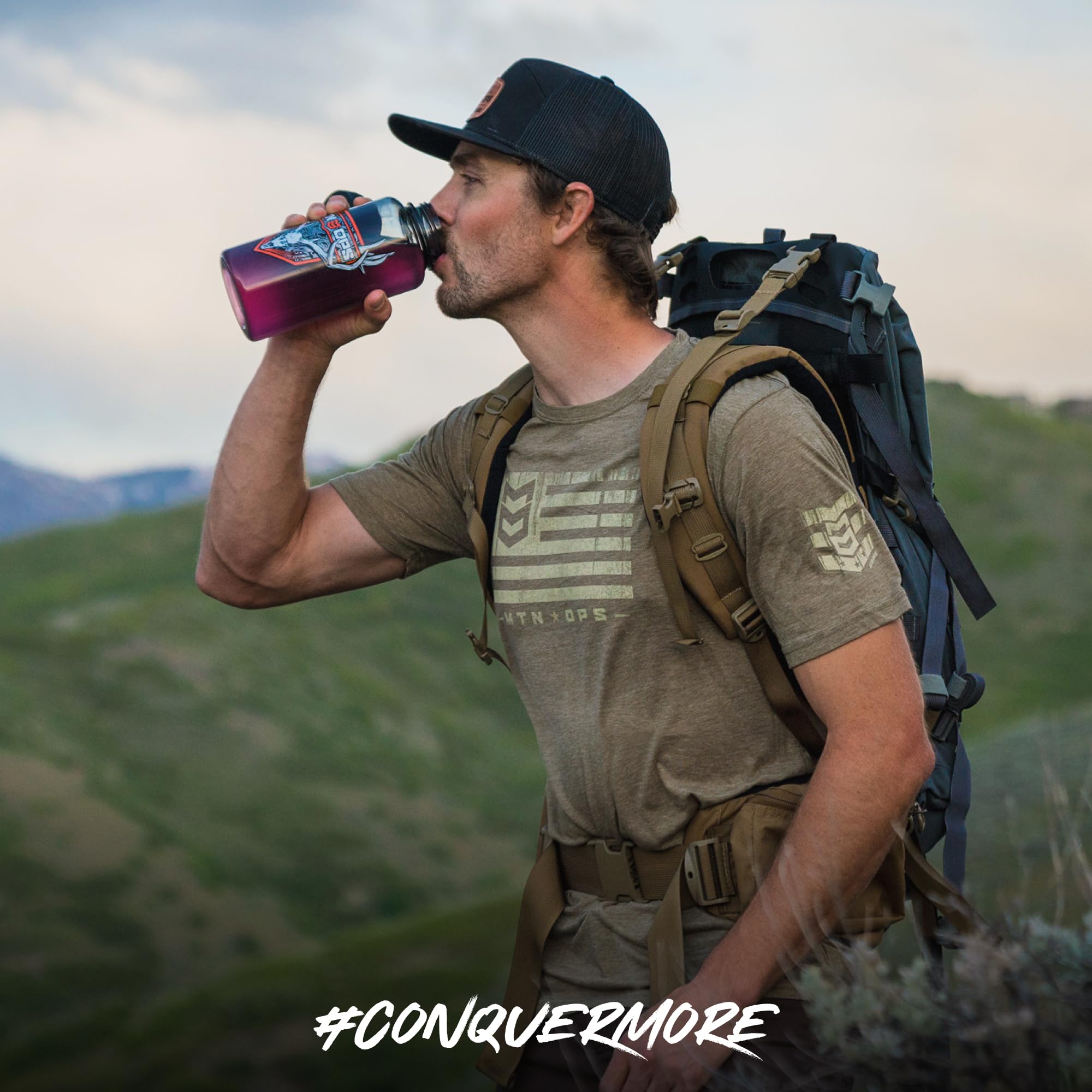 MTN OPS Enduro outdoor workout scene signals versatile non-stimulant energy support.