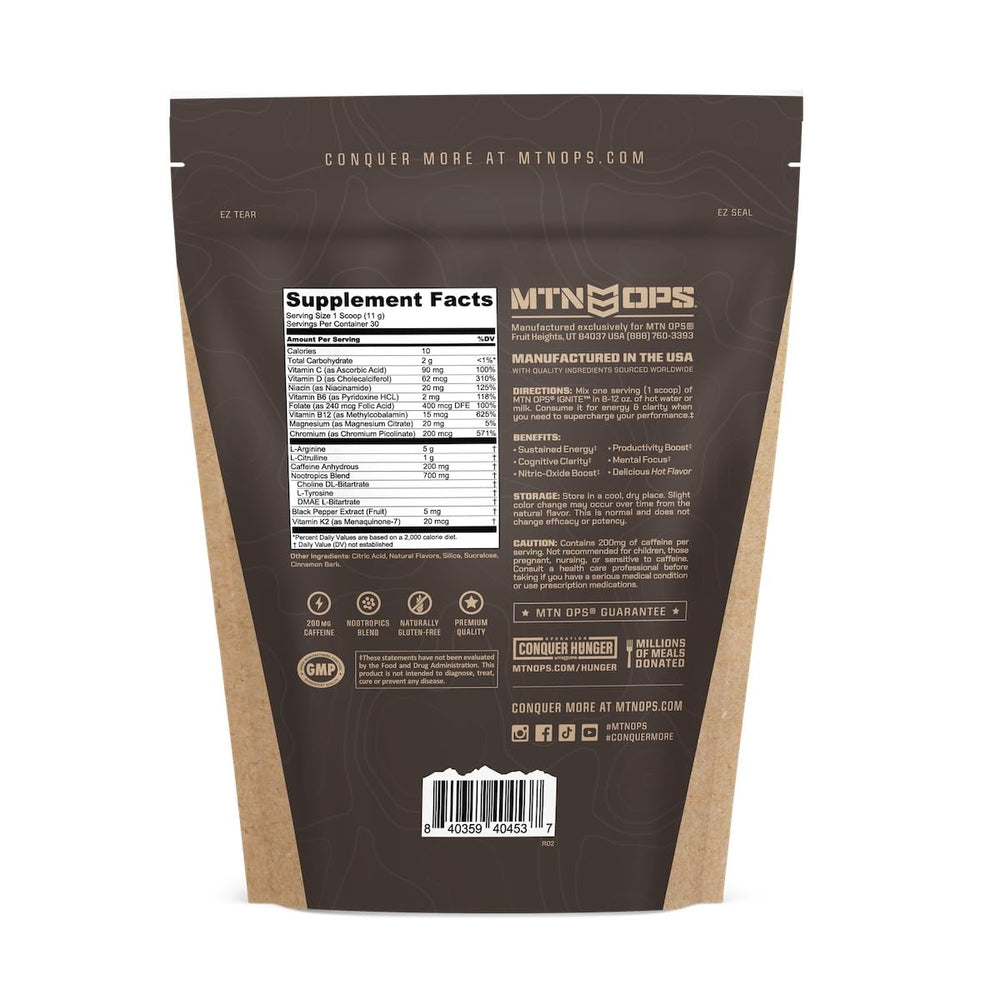 MTN OPS Hot Ignite breakfast-table setup suggests a coffee-alternative morning routine.