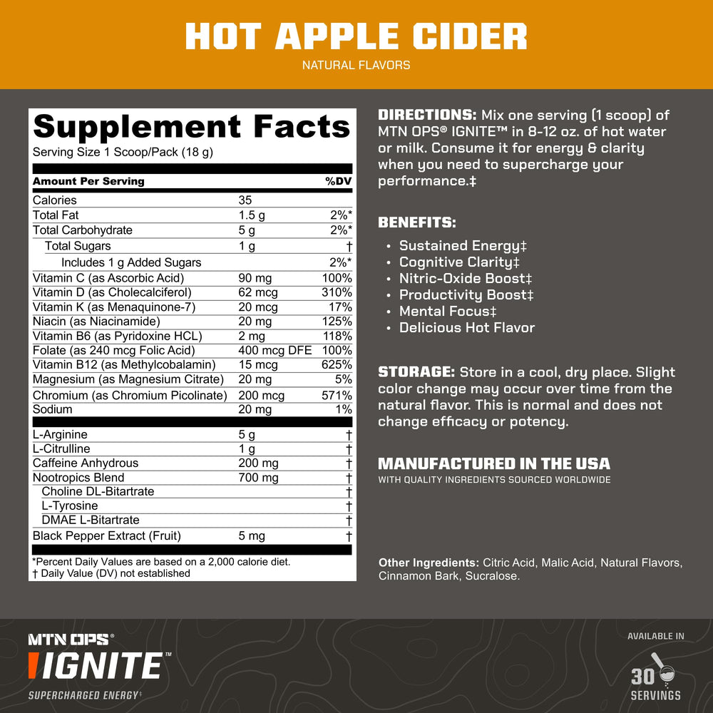 MTN OPS Hot Ignite measuring scoop shows precise serving for consistent energy.