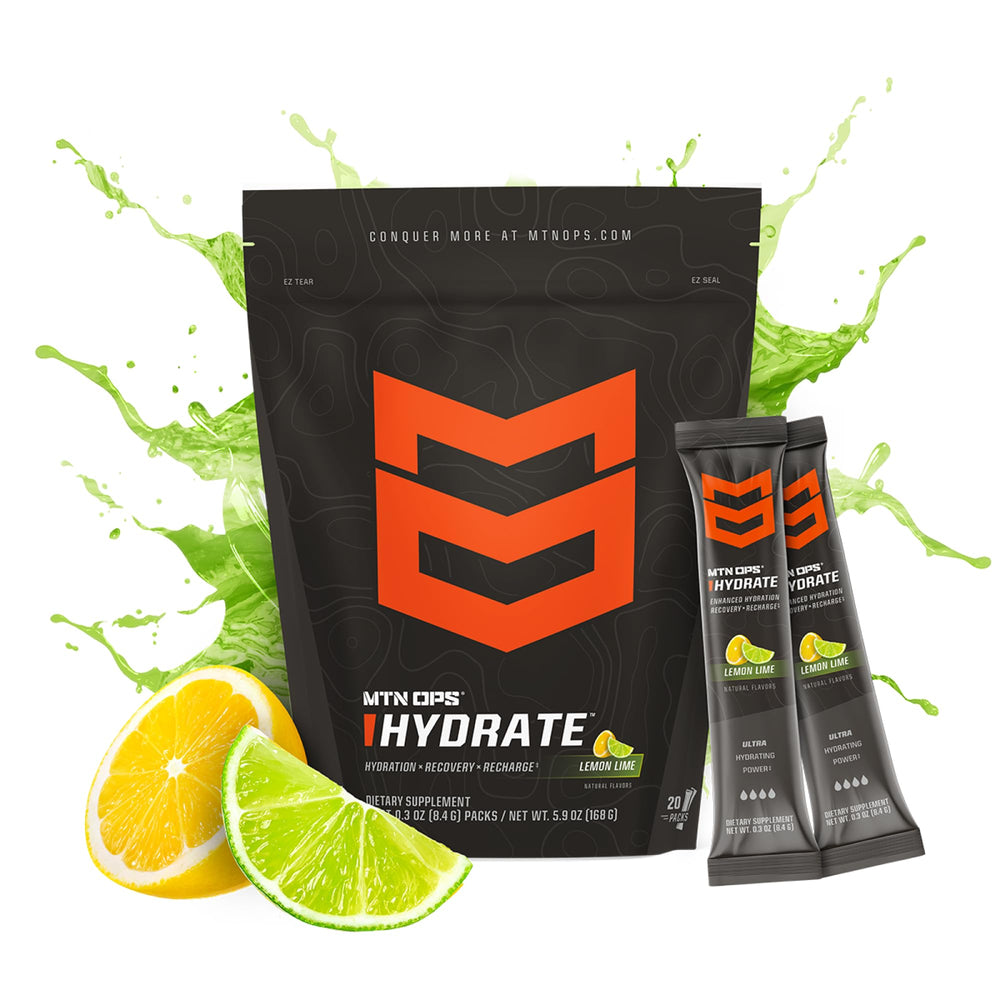 MTN OPS Hydrate ingredients-label shows electrolyte and mineral blend for balanced fluid support