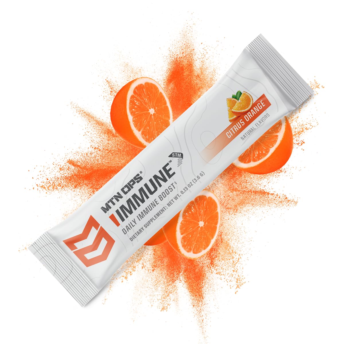 Prepared citrus-flavored immune drink in a glass