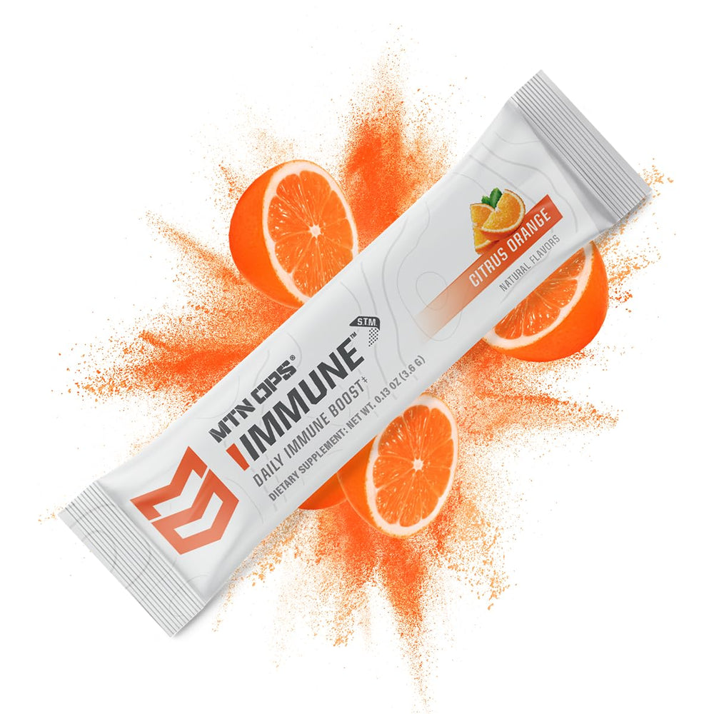 Prepared citrus-flavored immune drink in a glass