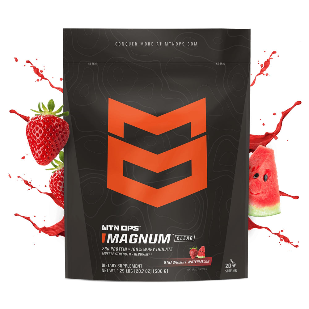 MTN OPS Magnum Clear Whey over ice offers a light, refreshing hydration option.