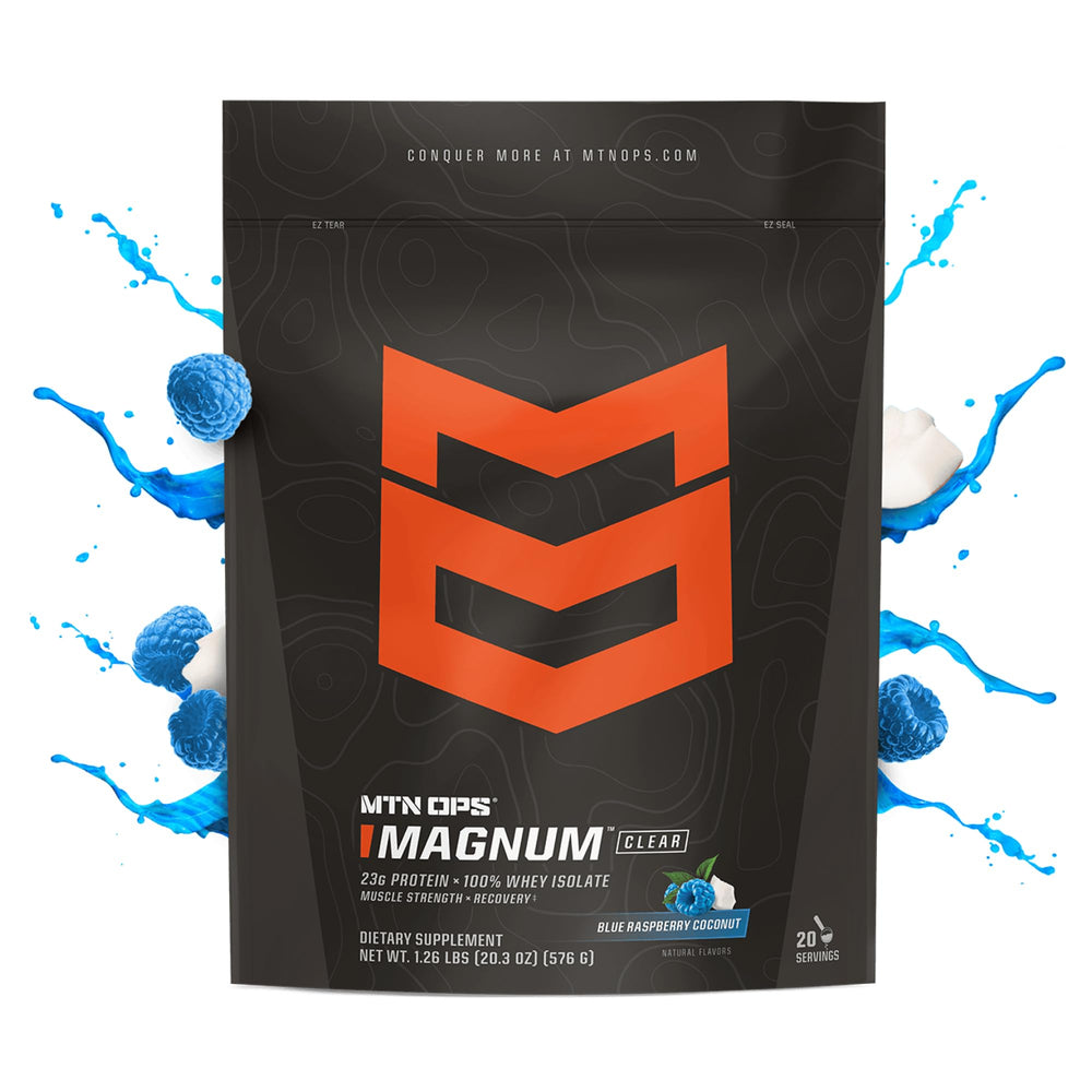 MTN OPS Magnum Clear Whey shaker blending a crystal-clear drink