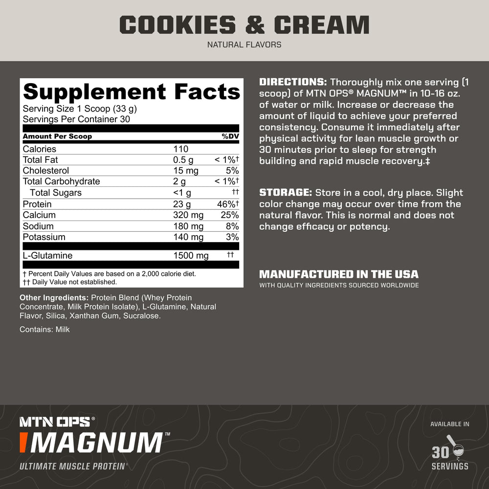 MTN OPS Magnum scoop in shaker with cookies and cream shake