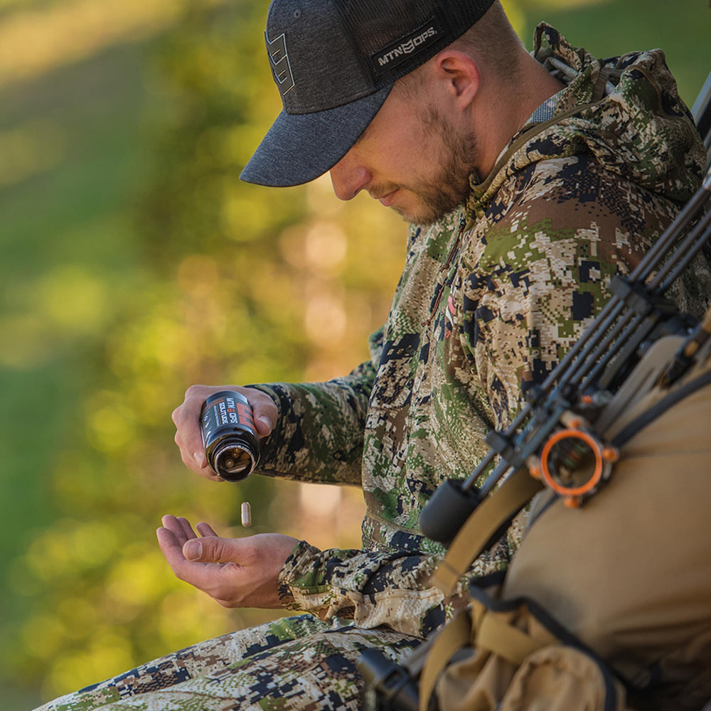 MTN OPS Solitude label close-up—comprehensive vitamin and botanical complex.