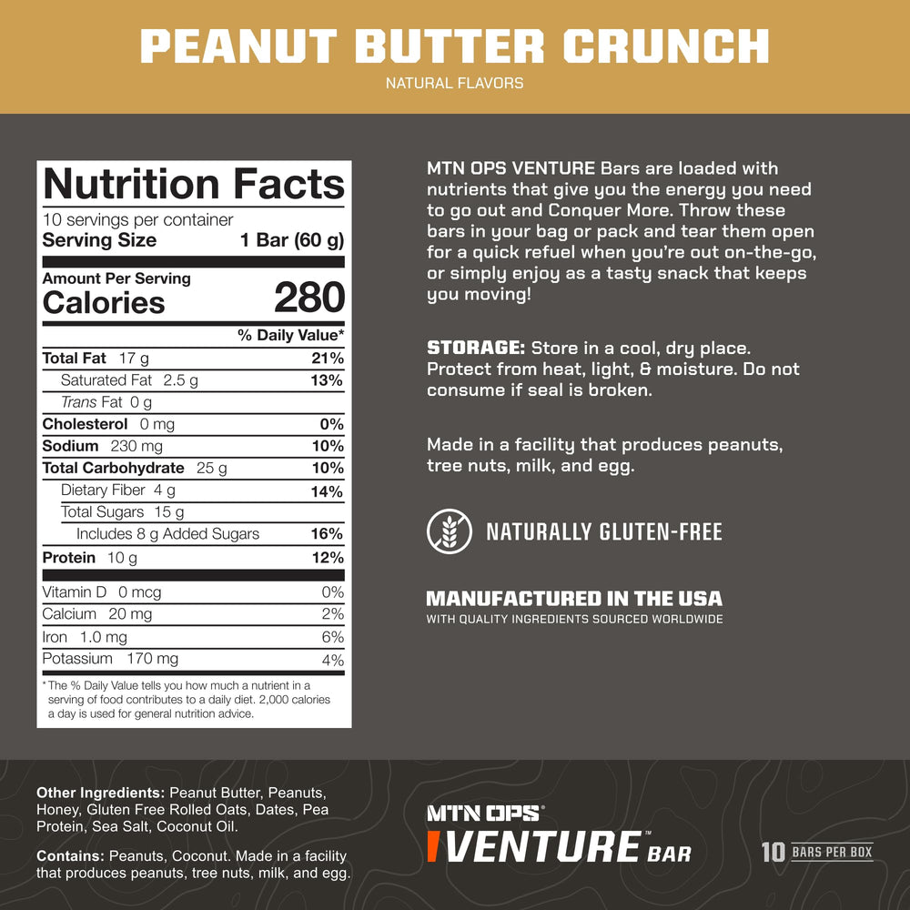 MTN OPS Venture Bar Peanut Butter Crunch bar on white