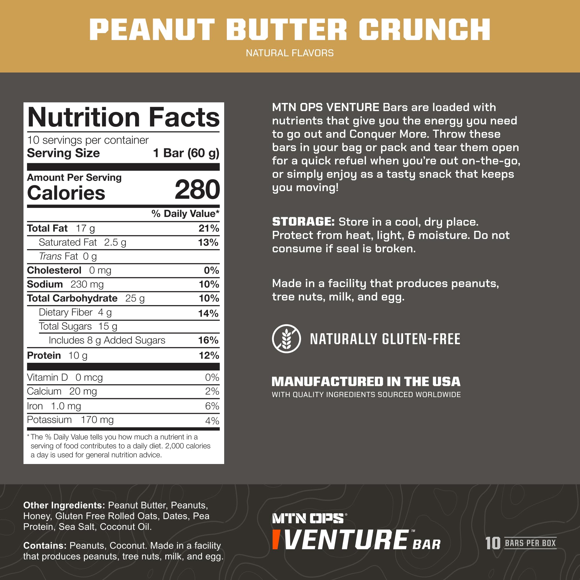 Close-up of MTN OPS Venture Bar Peanut Butter Crunch