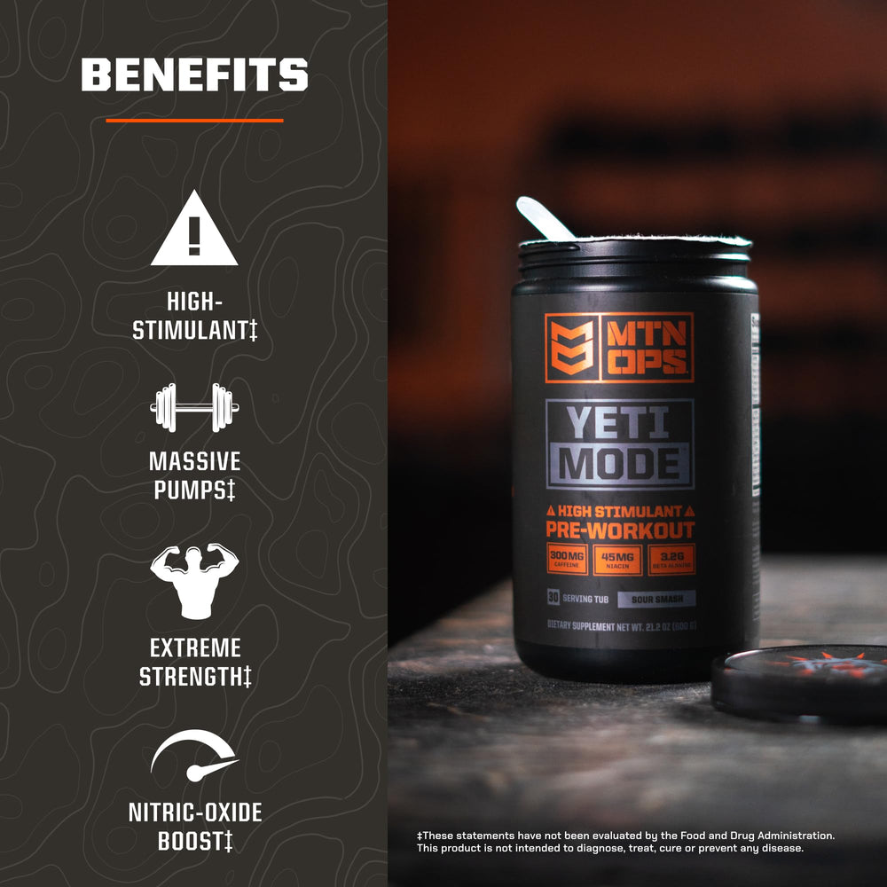 MTN OPS Yeti Mode gluten free label highlighting clean fueling